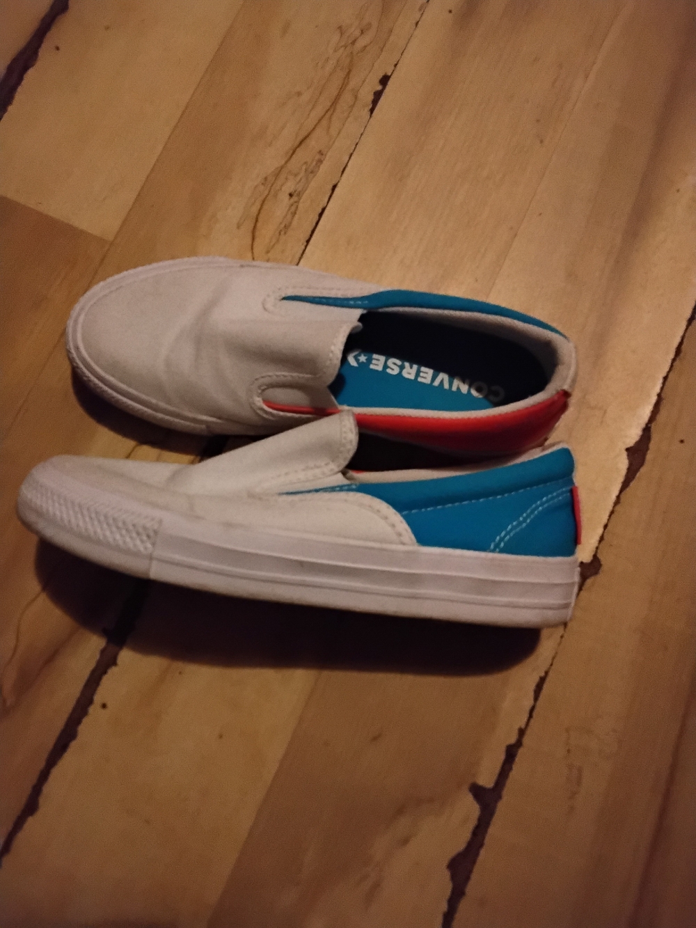 Converse Slip-On Canvas Sneakers - White, Blue & Red